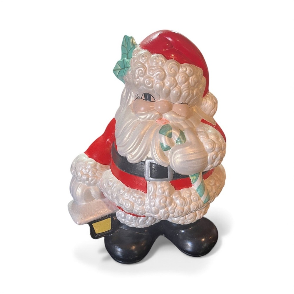 Vintage 1970s MCM Ceramic Mold Hand Painted Santa Claus Christmas‎ Decor